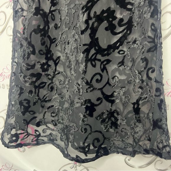 Versailles dress velvet paisley velour mesh black printed boho silky satin neck - Picture 4 of 9